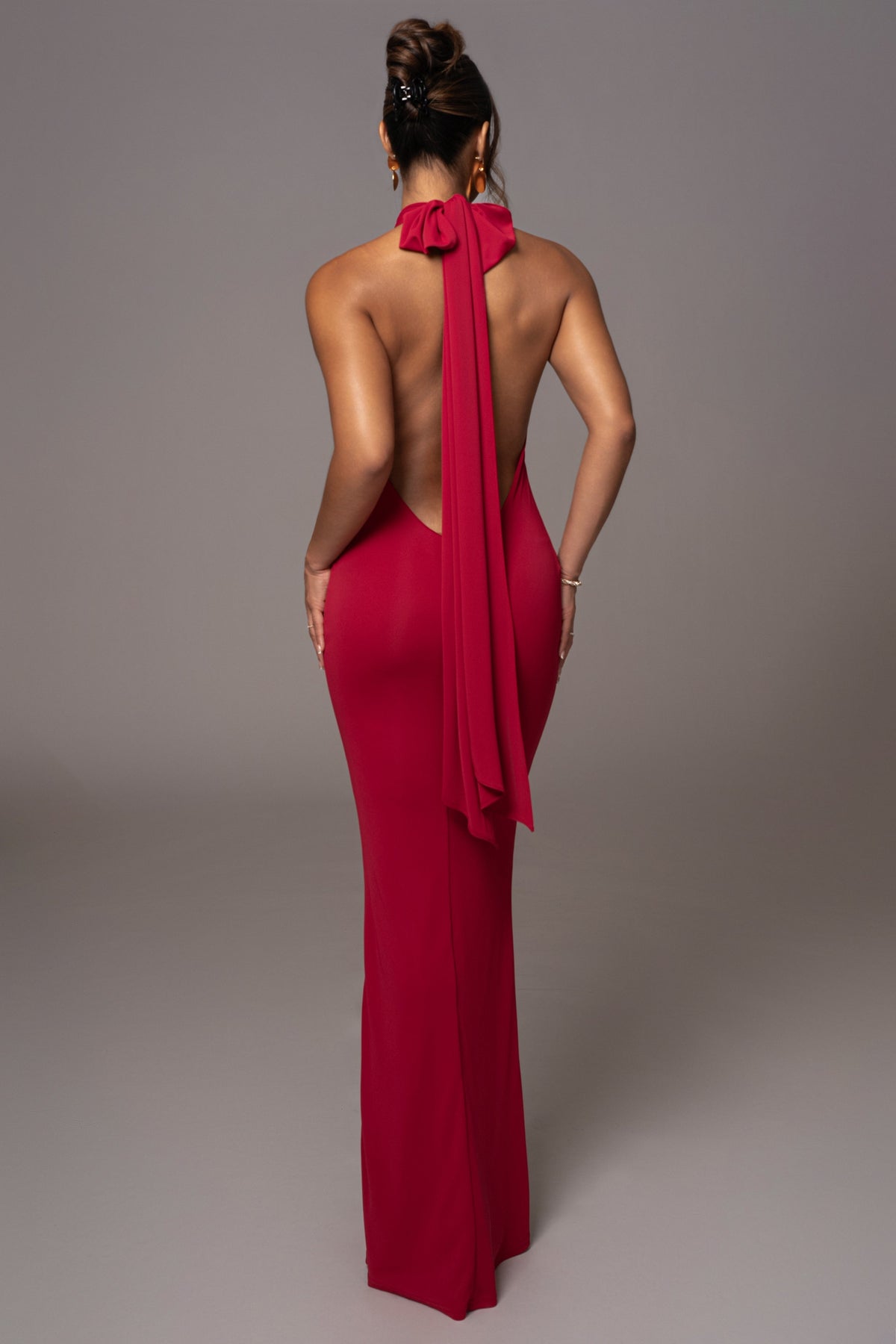 Red Golden Evening Maxi Gown
